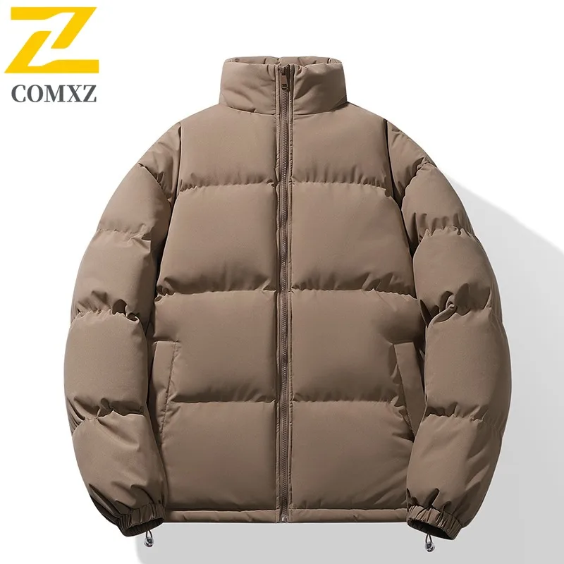 COMXZ الرجال سترة مبطنة بالقطن سميكة الدافئة يندبروف عادية في الهواء الطلق التزلج السفر الشتاء سترة التخييم الحد الأدنى معطف الحشو
