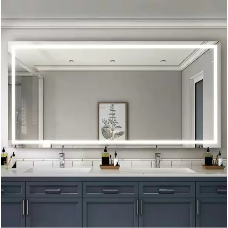 Rectangular Frameless Dimmable Anti-Fog Wall LED Bathroom Vanity Mirror, Simple fashion, easy to install, not easy to break