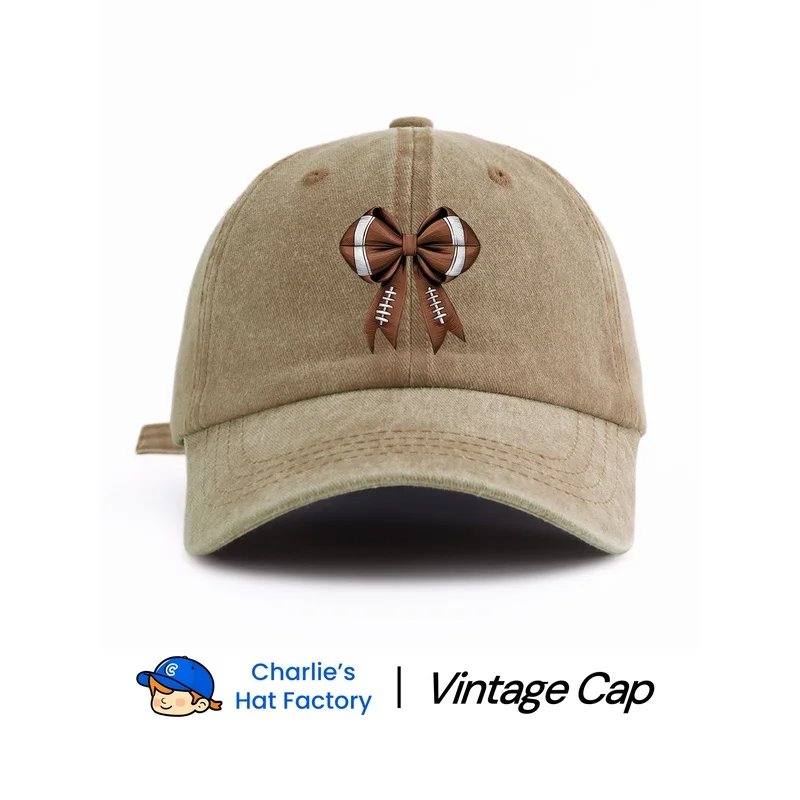1 pc Bow Print Washed Baseball Cap, Classic Casual Stylish Vintage Soft Sweatband Adjustable Size Lightweight