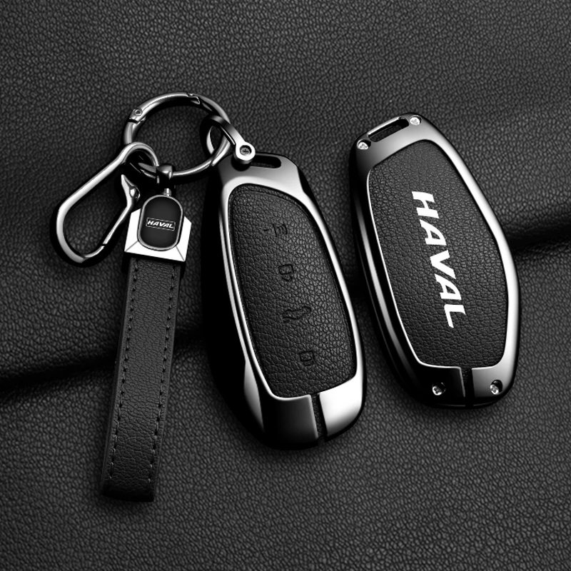 New Goatskin Grain Zinc Alloy Car Key Case Cover For Haval H6 H7 H4 H9 F5 F7 H2S F7X Auto Holder Shell Fob Keychain Accessories