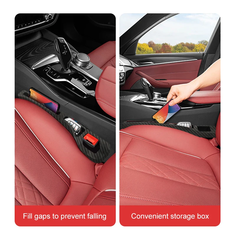 Car Seat Gap Plug Strip Carbon Fiber In The Car Insert Decorative Goods Car Gap Universal Leak-proof Fill Strip Storage Box