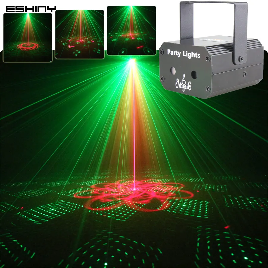 ESHINY MINI RG Laser 32 Patterns Projector Party Light DJ Dance Disco Bar Family Room Christmas Effect Stage Lamp Show Y11N8