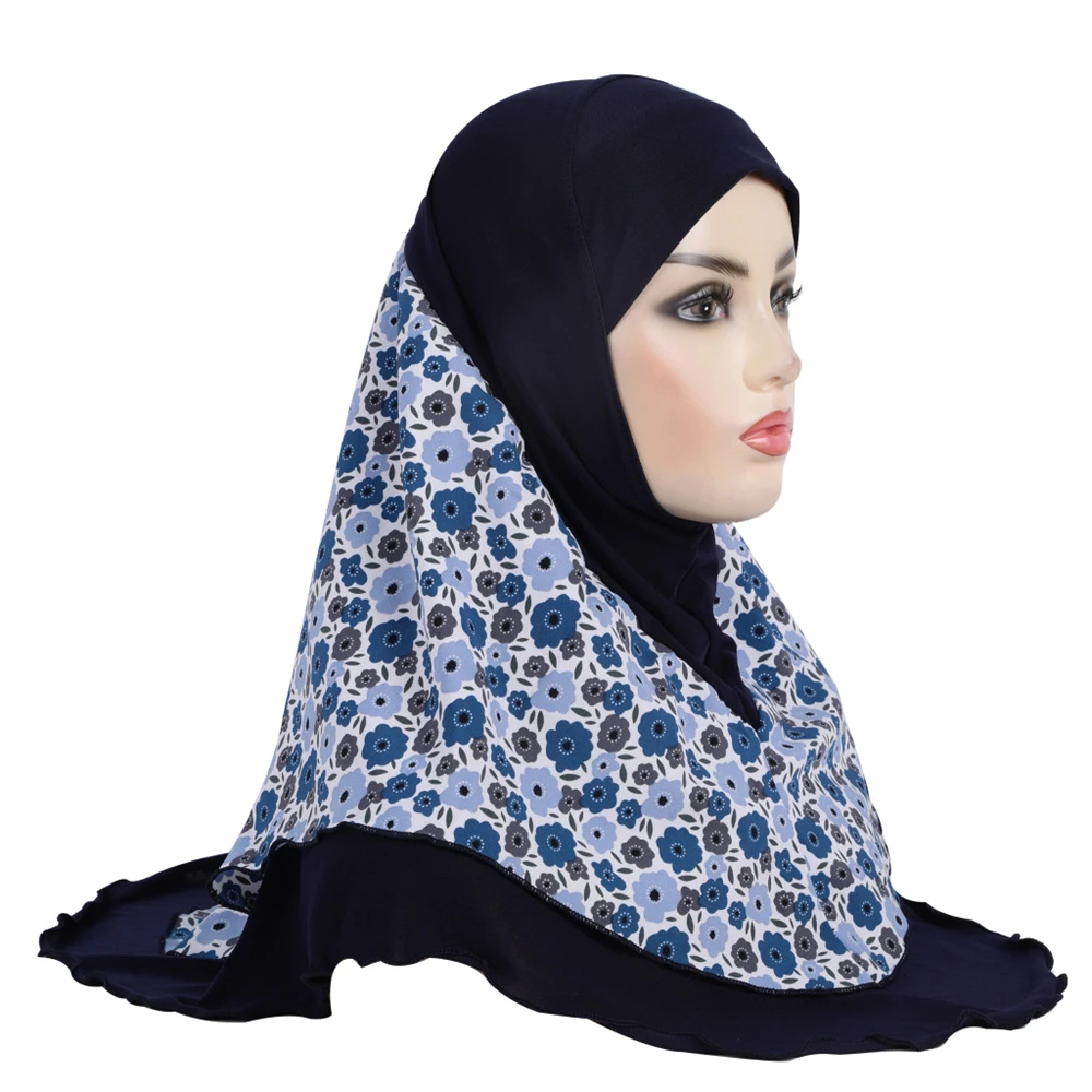 

Malaysia Muslim Women Girls Instant Hijab Turban Chiffon Print Shawl Headwrap Niqab Islamic Arabic Cap Prayer Headscarf 65*60cm