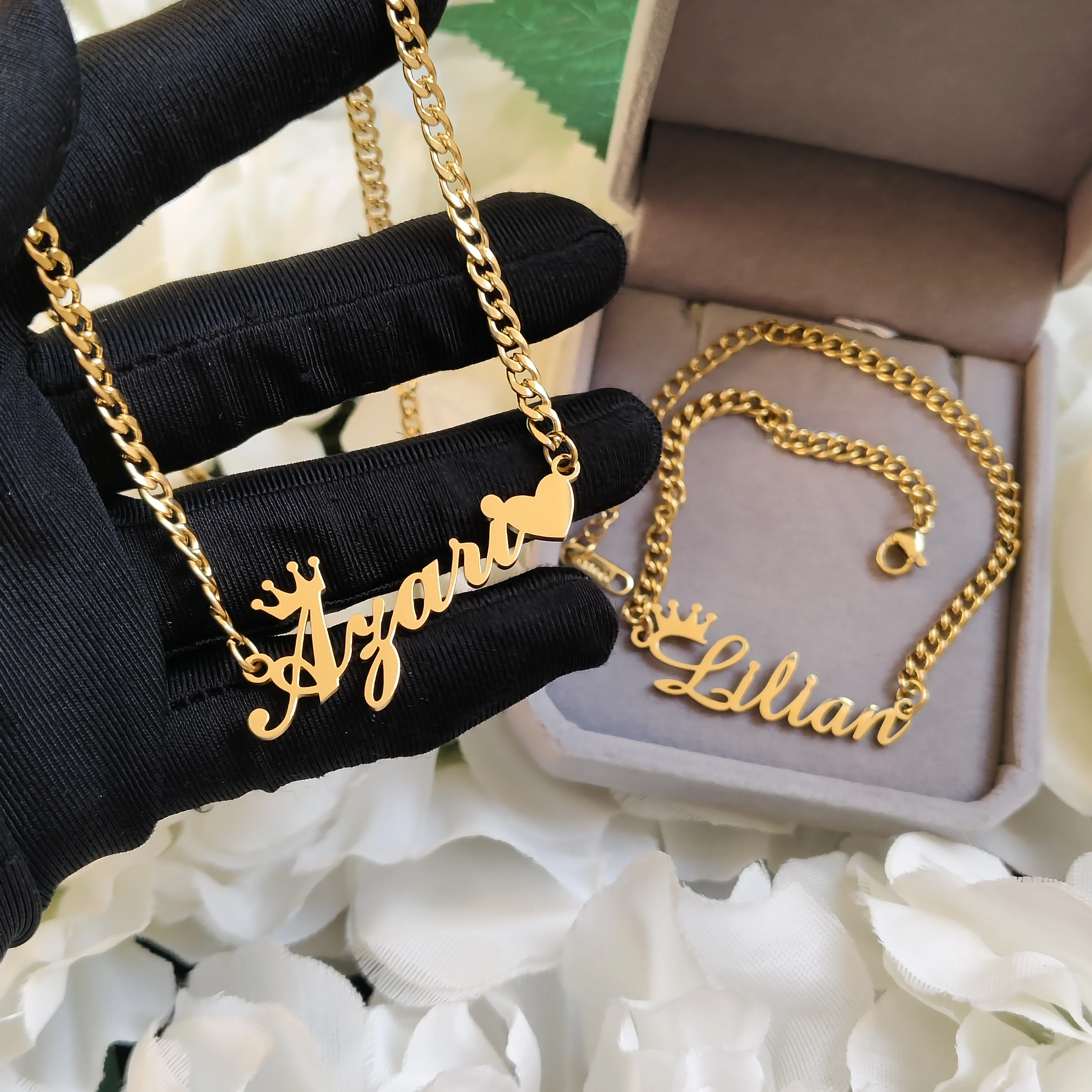 DHQH 2025 New Wholesale Personalized Letter Necklace Bracelet Set Customized Name Set Birthday Gift Manufacturer Direct Sales