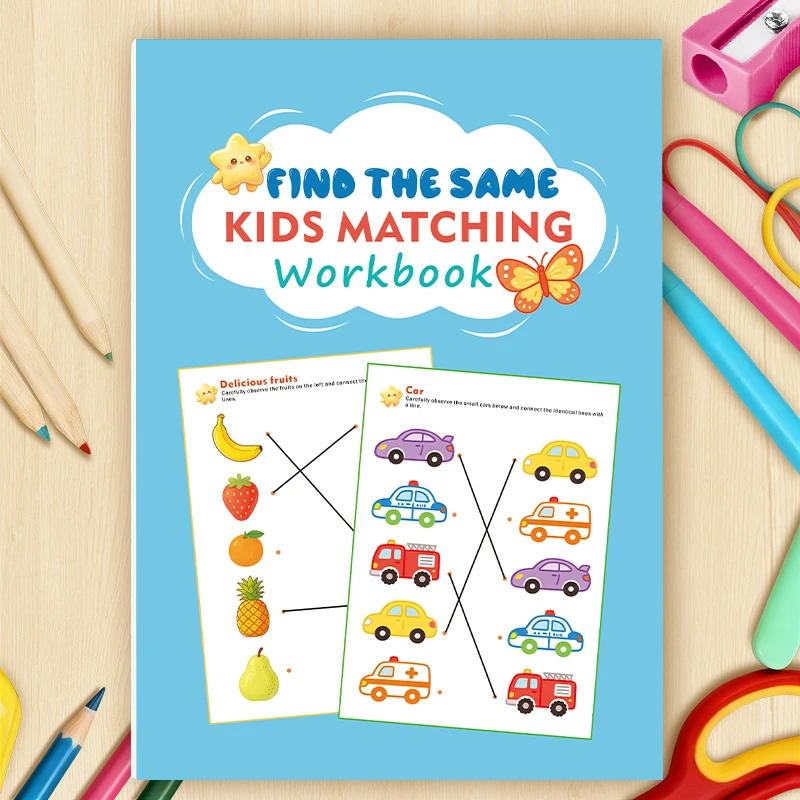 32 Pages Find The Same Kids Matching Workbook, Entry-level Visual Matching Puzzle Book, Classroom Activities,Perfect Gift
