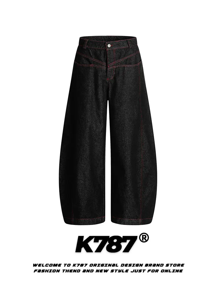 

Джинсы K787 в американском ретро-стиле с цветными вставками, широкие, в стиле хип-хоп, с высокой талией, свободного кроя, унисекс, повседневные, из смесового хлопка и полиэстера