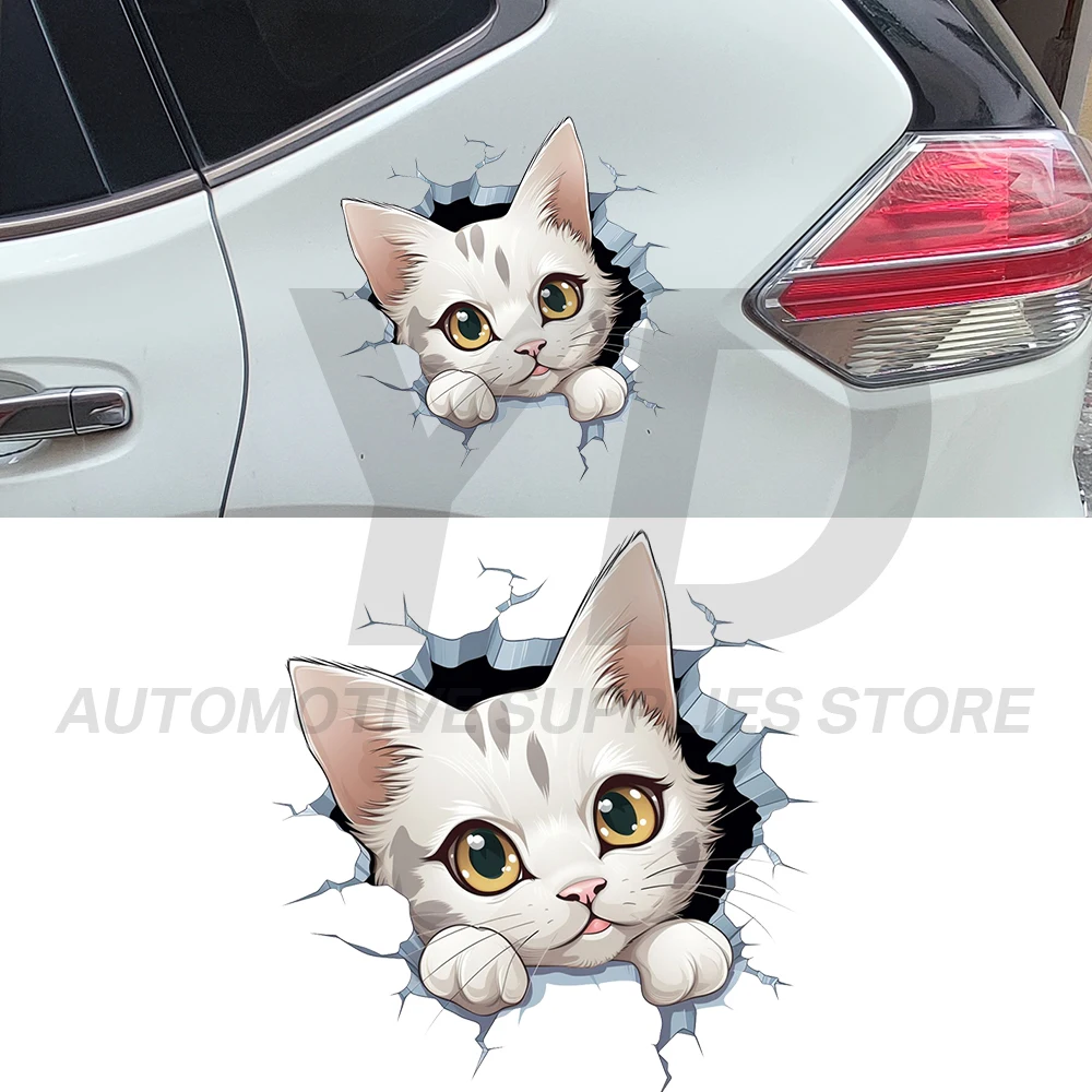 3D Cat Car Sticker Cute Kitten Decals Waterproof Vinyl Auto Body Window Laptop Decor Animal Skeleton Styling Kawaii Gift