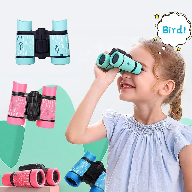 Rubber 4X30mm Kid Binocular Telescopes Children Educational Folding Telescope Outdoor Bird Watching Optics Telescope for Camping