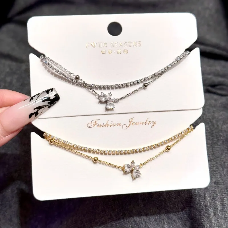 

Double-layer Bow Super Flash Zircon Bracelet Light Luxury High-end Sense Simple and Versatile Personalized Jewelry Exquisite Tem