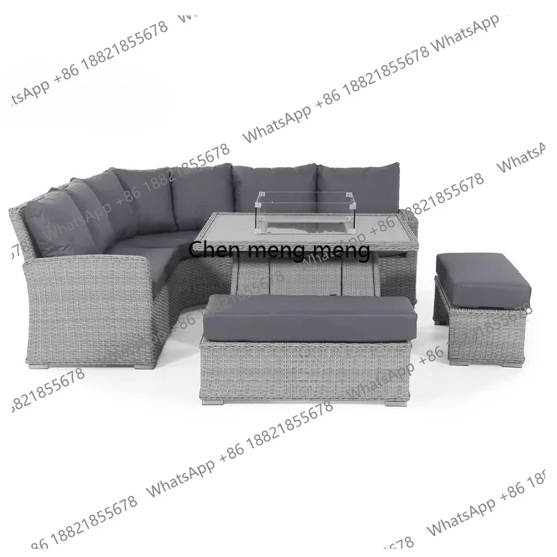 Z10Garden Patio Sofa Set Waterproof 4 Piece Wicker All Weather Piece Lounge Aluminium Rattan Outdoor Furniture Set With Fire Pit