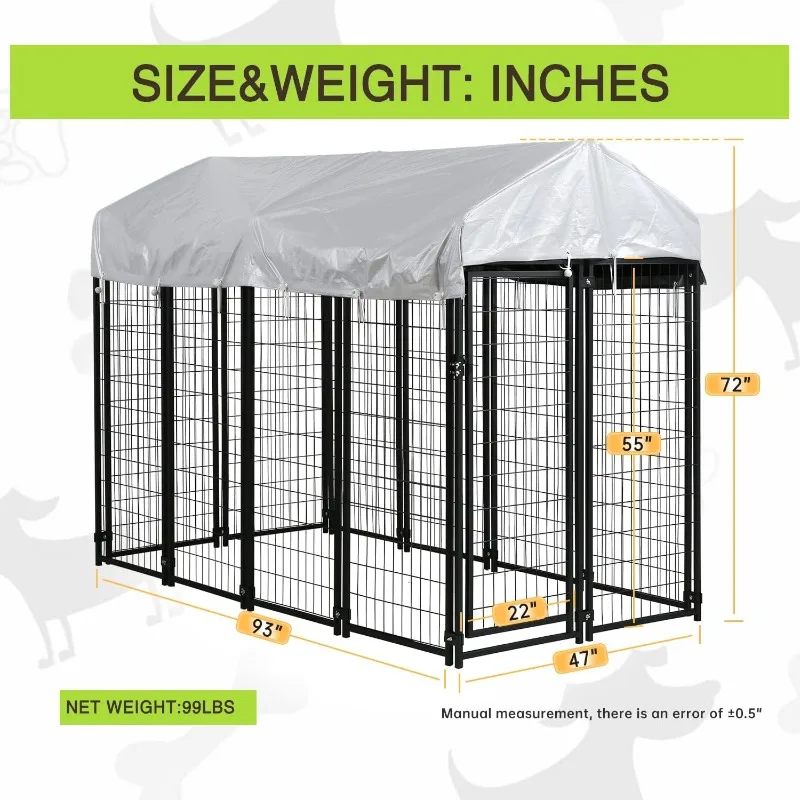 Modern Outdoor Dog Kennel Heavy Duty Dog Cage Pet House Galvanized Steel Fence Dog Playpen Puppy Exercise Pen