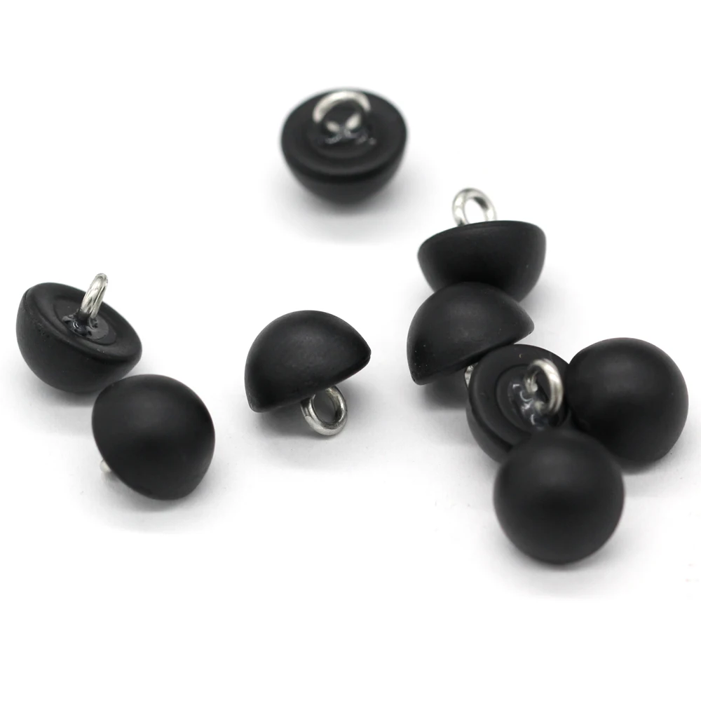 EQUBO 20Pcs 10mm Semi-circle Black Pearl Buttons for Clothes Shirt Blouse Silk Skirts Handmade Decorations