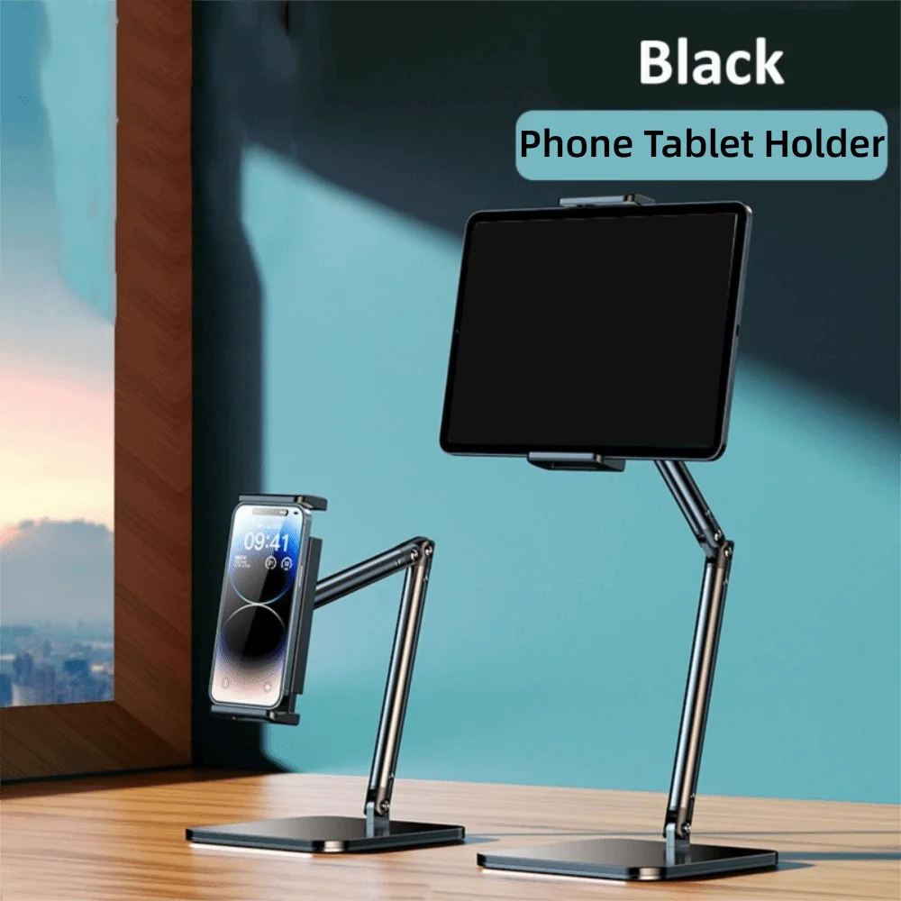 

Height Adjustable Desktop Phone Tablet Holder 360 Rotating Clip Mount Folding Tablet Stand Multi-purpose Non-slip