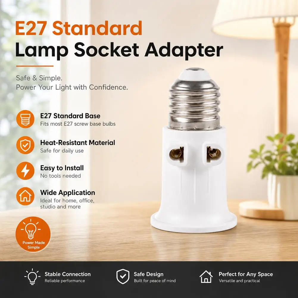 3 PCS AC100-240V 4A PBT Fireproof E27 Bulb Adapter Lamp Holder Base Socket with EU Plug White and Black Bulb Holder