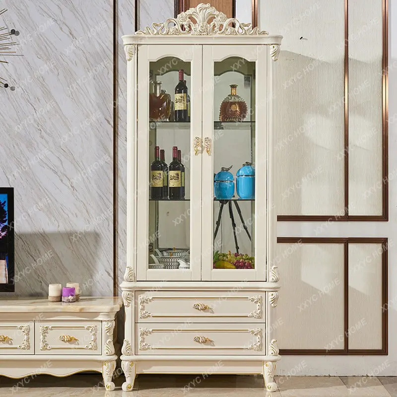 

Wine Cabinet Wall Single and Double Door Storage Organizer Curio Cabinet Simple Floor Marble TV Side Cabinet