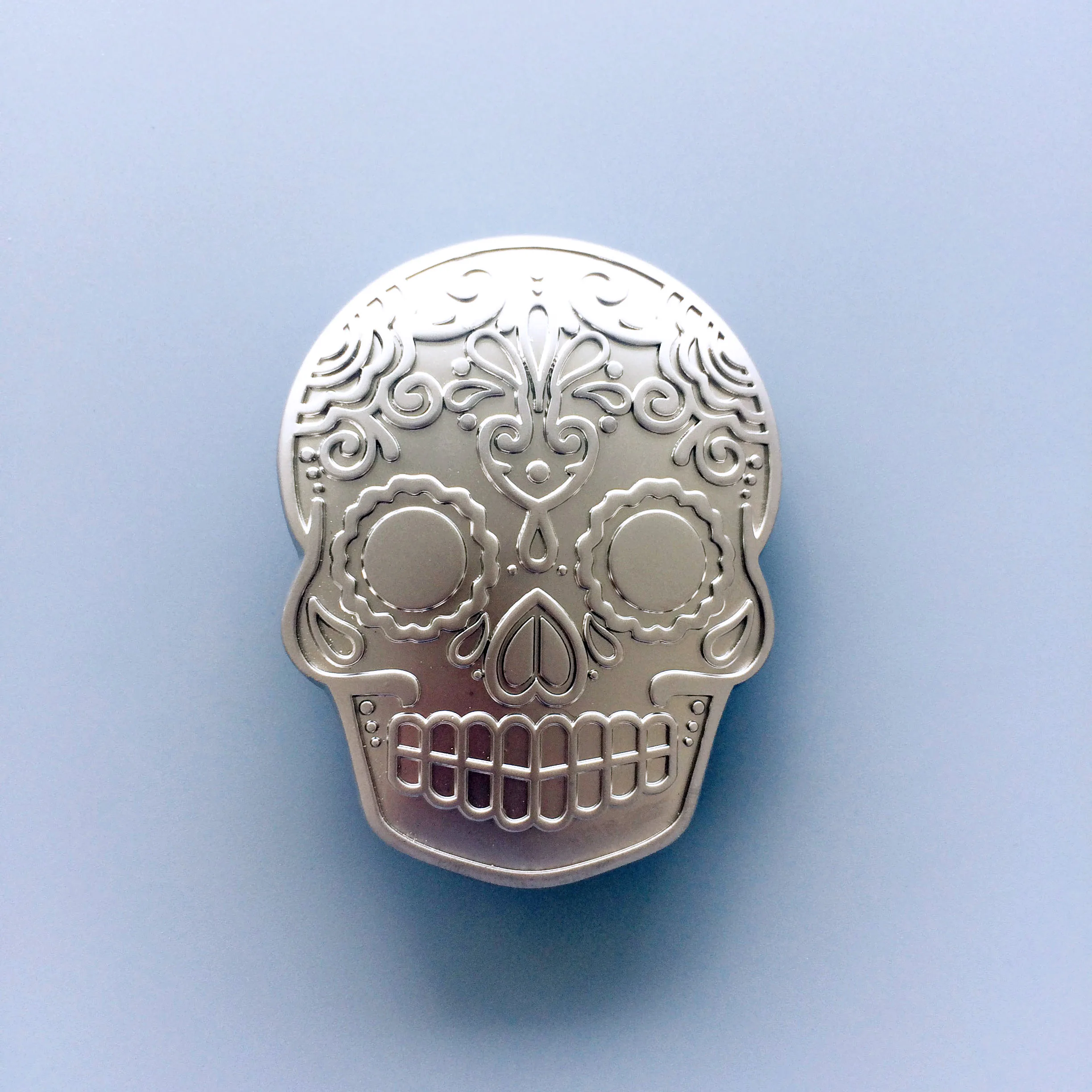 Matter Silver Plated Tattoo Skull Belt Buckle BUCKLE-SK027 There are various colors