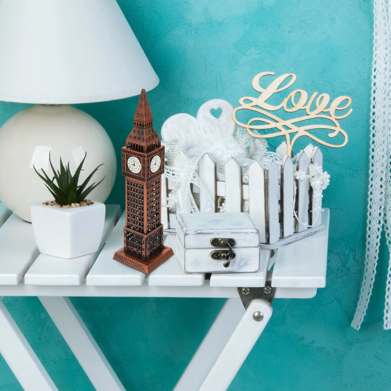 4Pcs Alloy London Building Statue Vintage Architectural Home Decoration Desktop Ornament Architectural Model