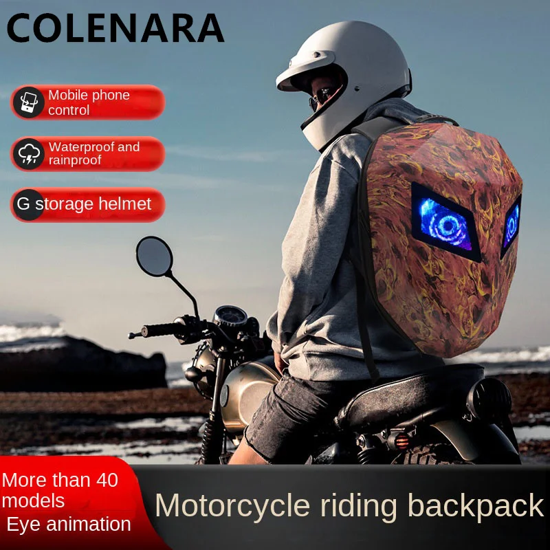 COLENARA Men's Backpack High Quality ABS Hard Shell Shoulder Bag Outdoor Cycling Helmet Bag LED Waterproof Laptop Schoolbag