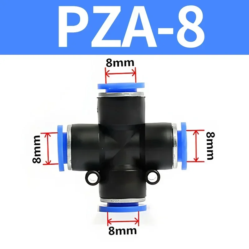 5PCS Pneumatic Air Tube Push In Fitting Cross 4-Way Plastic Connector PZA4/6/8/10/12 Pneumatic Parts 5PCS