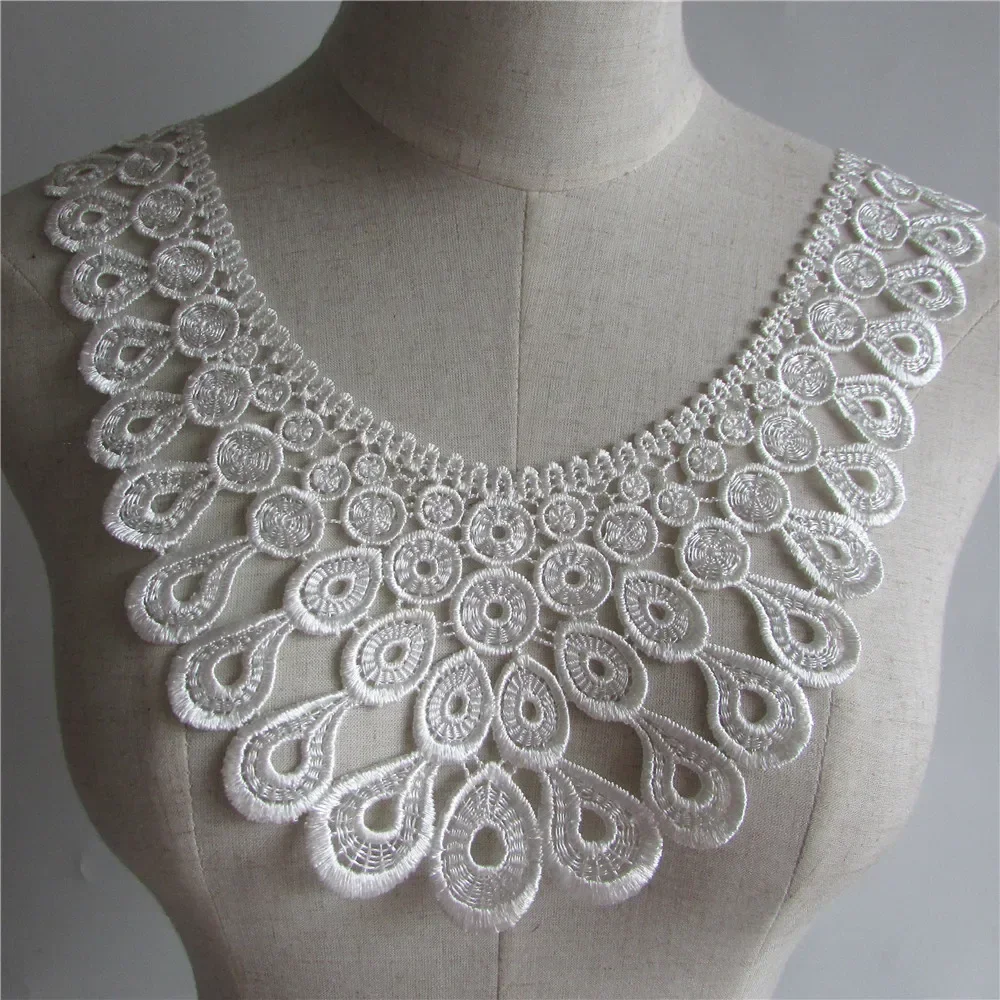 Fashion Style Embroidery DIY ABS Pearl Lace Neckline Sewing Lace Collar Decoration Bride Wedding Dress Costume Decal