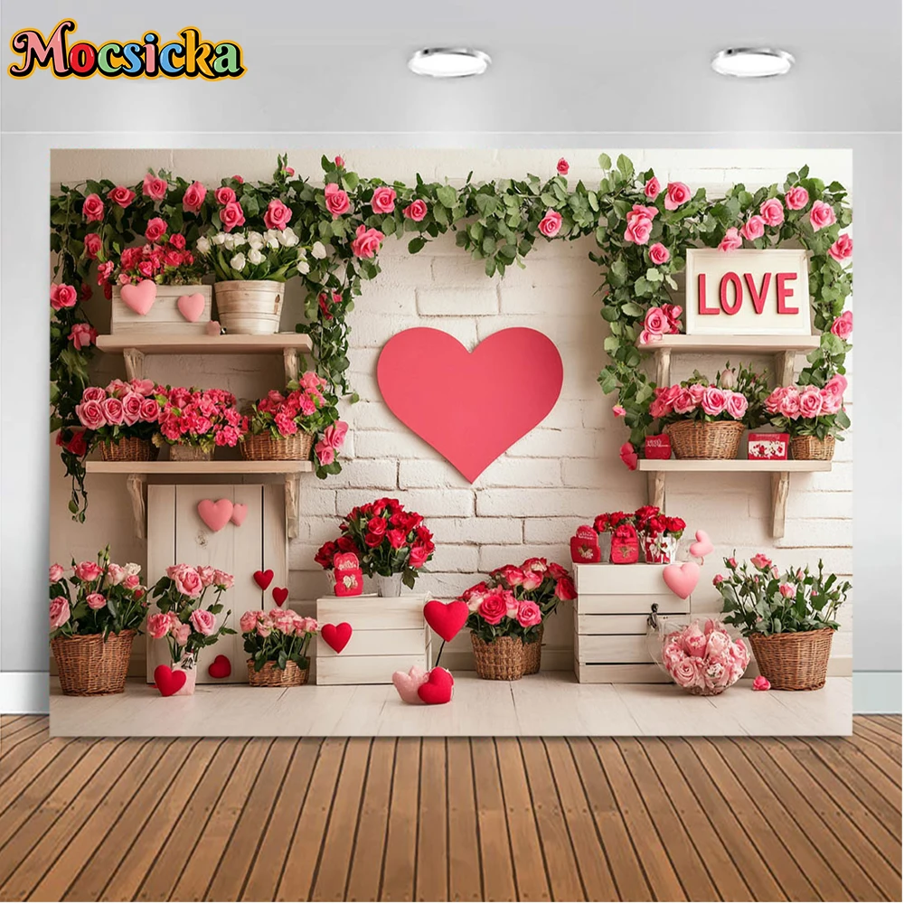Mocsicka عيد الحب التصوير خلفية قلوب رومانسية الزهور الحب موضوع زوجين حفل زفاف خلفية استوديو الصور