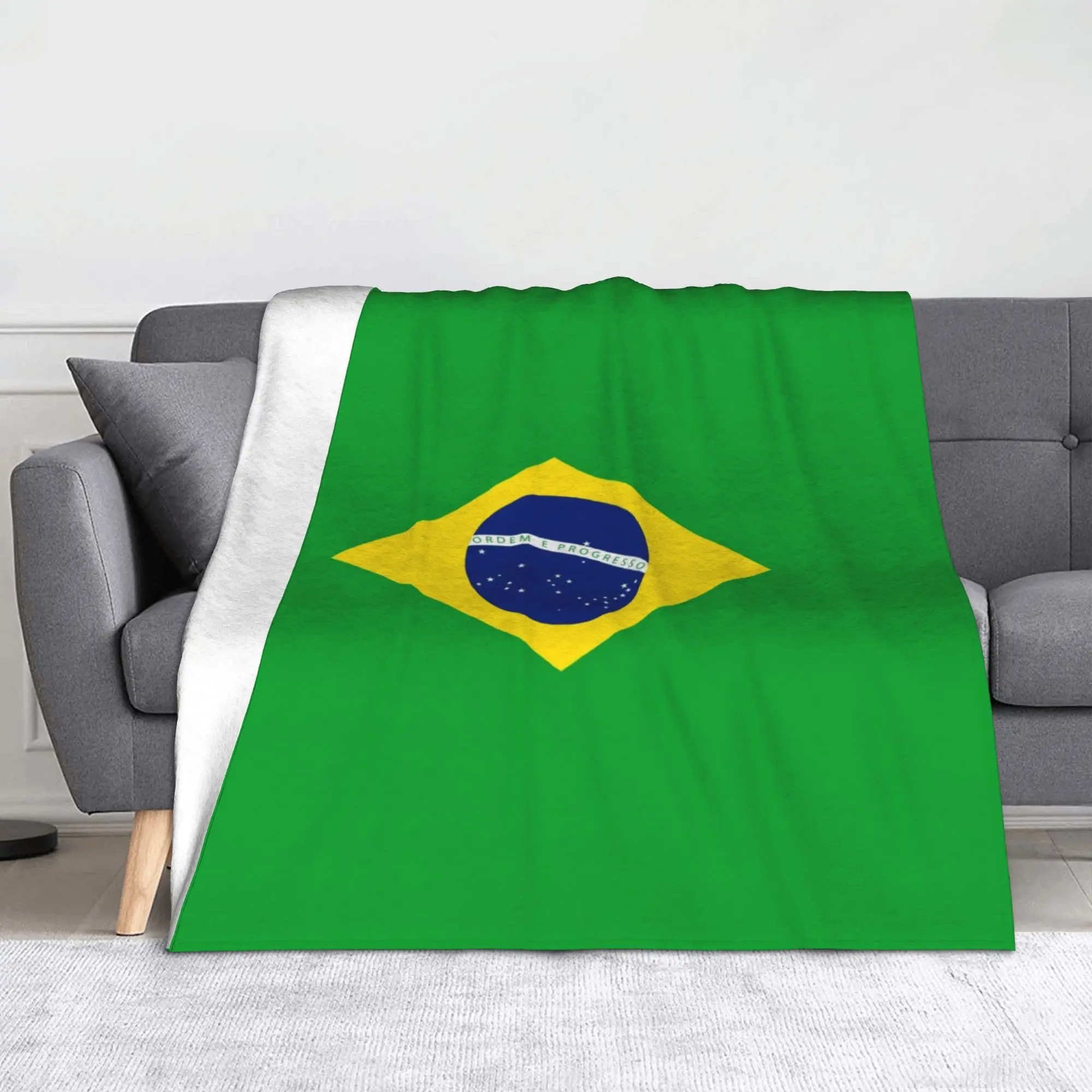 

Фланелевое одеяло с флагом Бразилии, одеяло для дивана, автомобиля, легкое покрывало