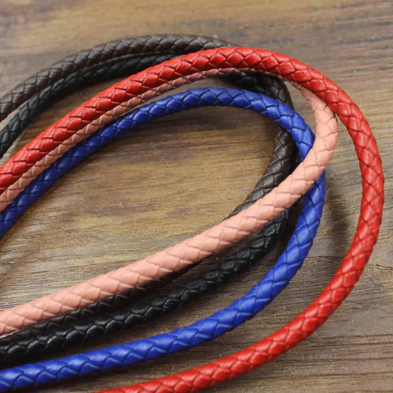 2meters colorful Braided Genuine Leather Bracelet Findings 3/4/5/6mm Round Leather Cord String Rope DIY Necklace Bracelet Making