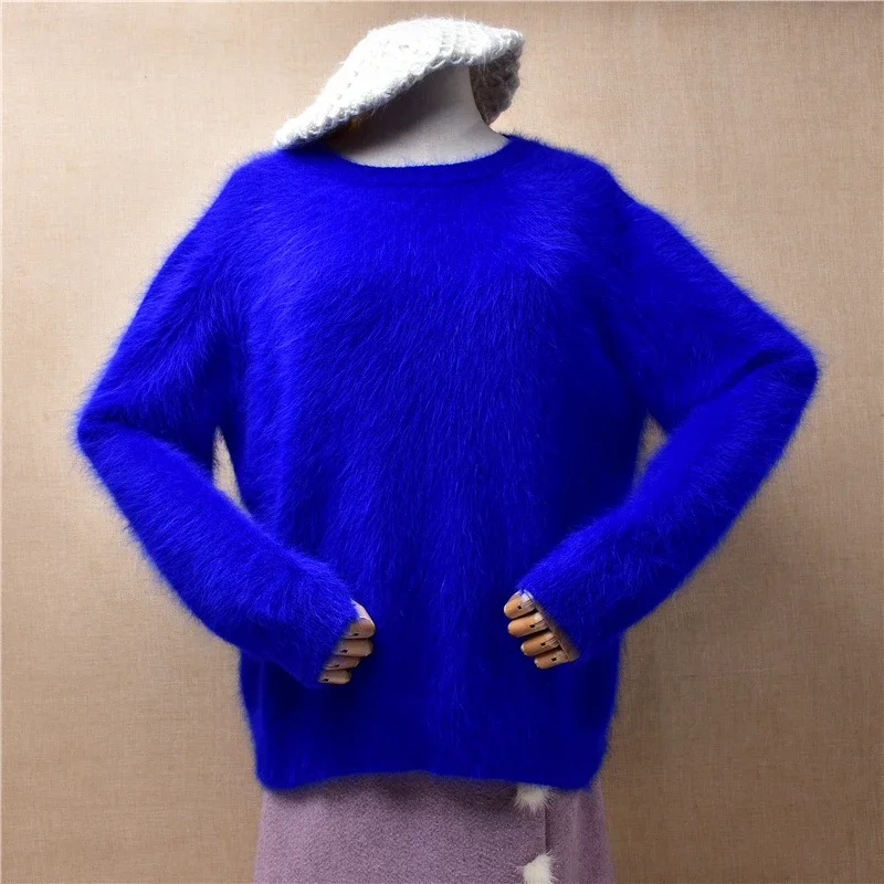 04 senhoras mulheres outono inverno roupas coloridas peludo vison cashmere malha o pescoço mangas compridas blusas finas pulôver camisola puxar