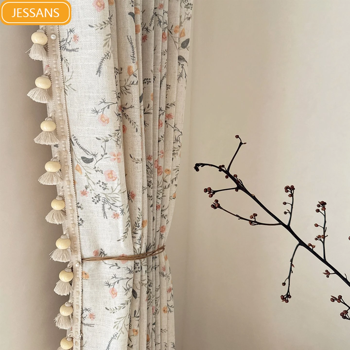 

Vintage Countryside Floral Gauze Lace Curtains Living Room Curtains for Bedroom Curtain Decorative Products Customized