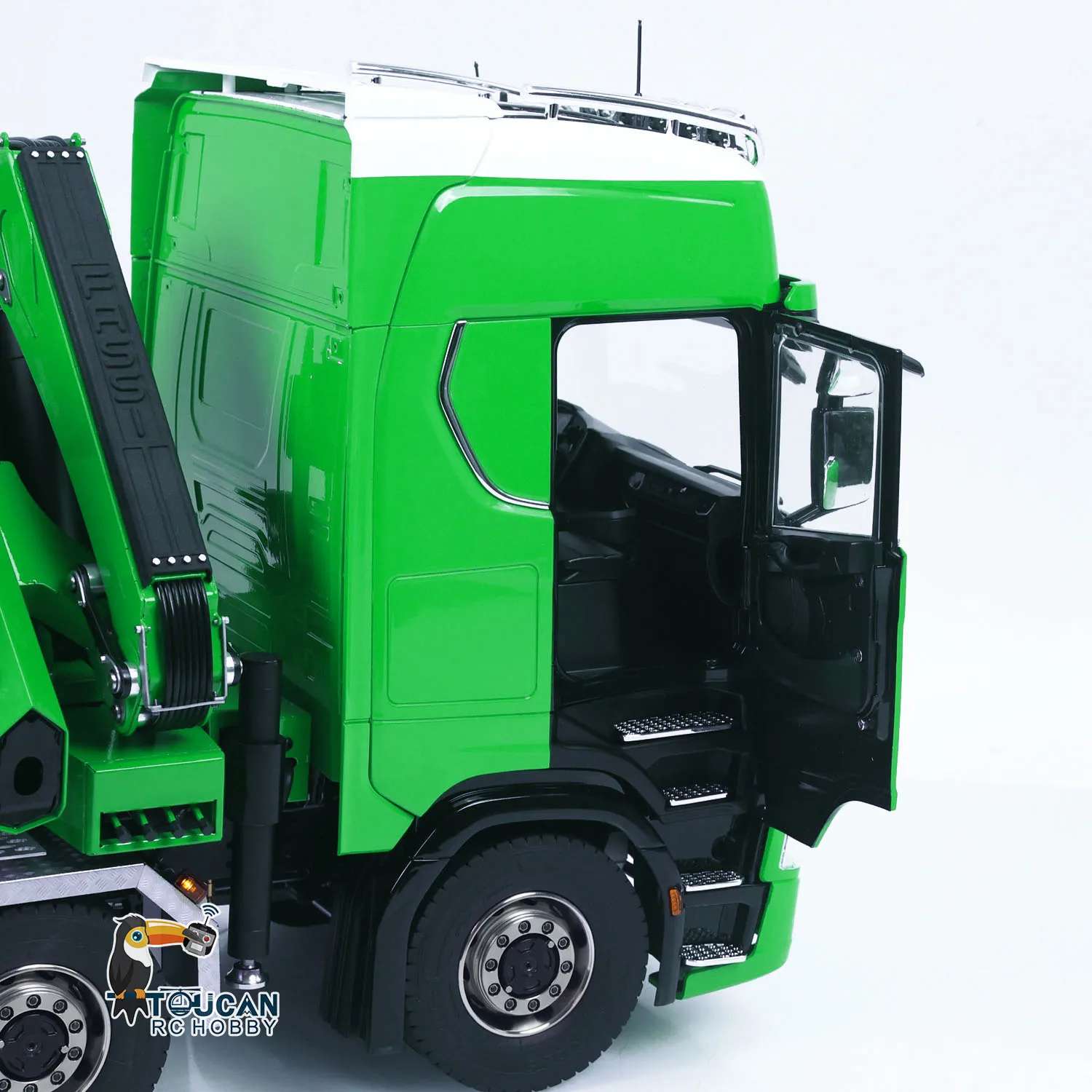 1/14 10x10 Remote Control Hydraulic Crane Dump Truck Metal Chassis Rail RC Full Tipper 770S Differential Lock Rear Steering Axle