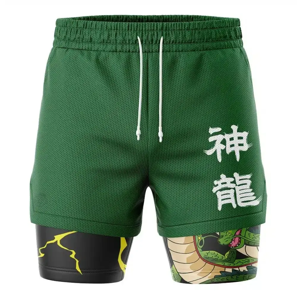 2026 Summer Dragon Ball Z Shenron 2-in-1 Double Layer Gym Shorts Oversized Men's Fitness Retro Streetwear Unisex Athletic Shorts view 2