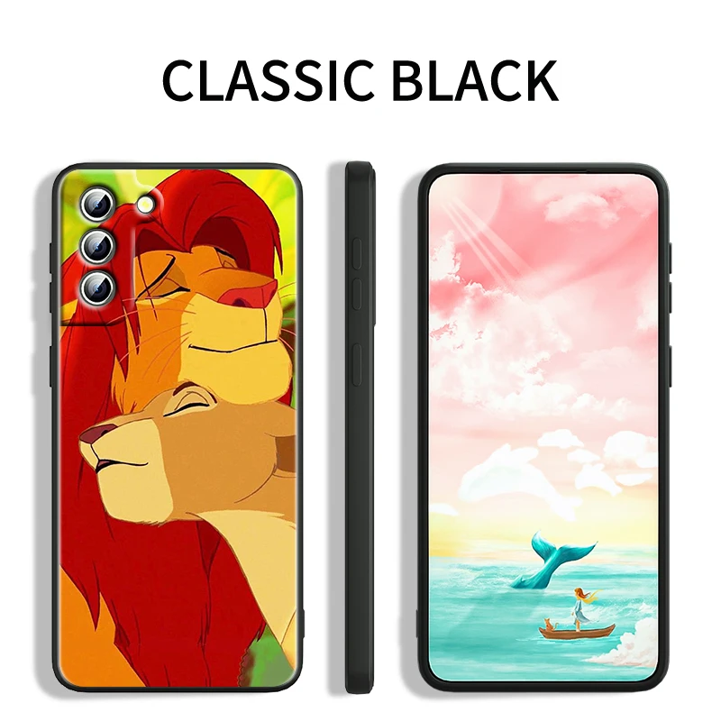 Disney Cartoon The Lion King per Samsung Galaxy S24 S23 S22 S21 S20 FE S10 S10E Plus Ultra Pro Lite 5G custodia per telefono posteriore nera