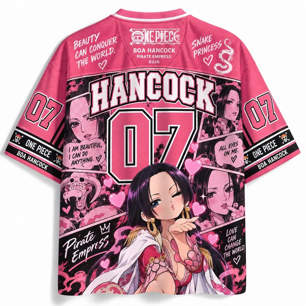 One Piece Empress Hancock Mesh Shirt Men's and Women's T-shirt Q Edition Style Retro Anime Street Dress Loose Cosplay