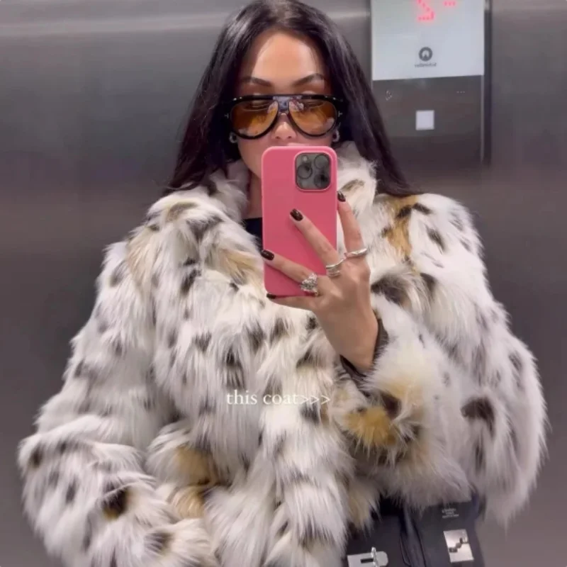 ZXRYXGS Bestselling 2025 New Autumn Winter Leopard Print Faux Fur Jacket Women's Short Coat Beautiful Fashionable Coats