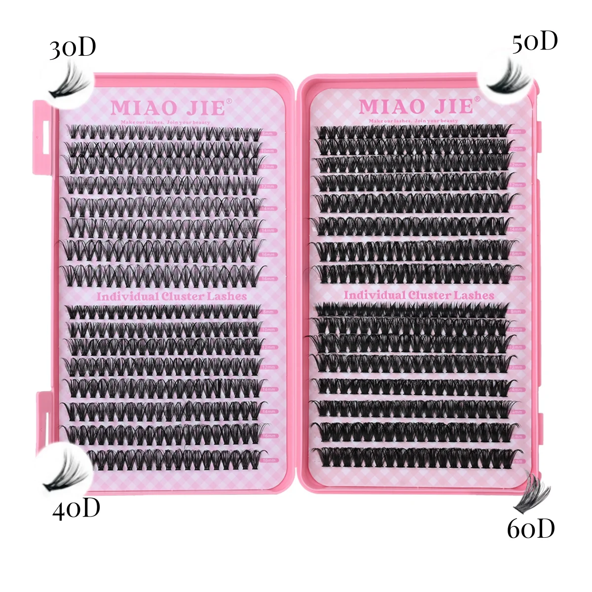 MIAOJIE 640Pcs Eyelash Extension 304050D60D80D100D Lash Clusters D Curl 9-16mm Individual Lashes DIY Makeup False Eyelashes image 6