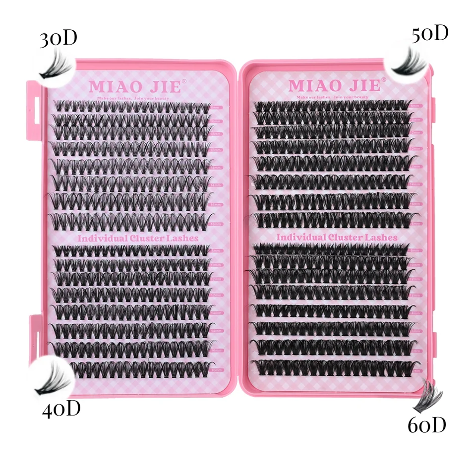 MIAOJIE 640 piezas de extensión de pestañas 30/40/50D/60D/80D/100D, grupos de pestañas D curl 9-16mm, individuales DIY maquillaje 6