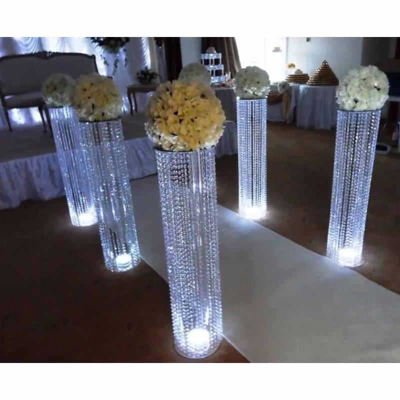 

6pcs 110cm Crystal Wedding Road Lead Acrylic Centerpiece For Event Party Decoration Aisle Pillars Wedding Walkway Stand yujin