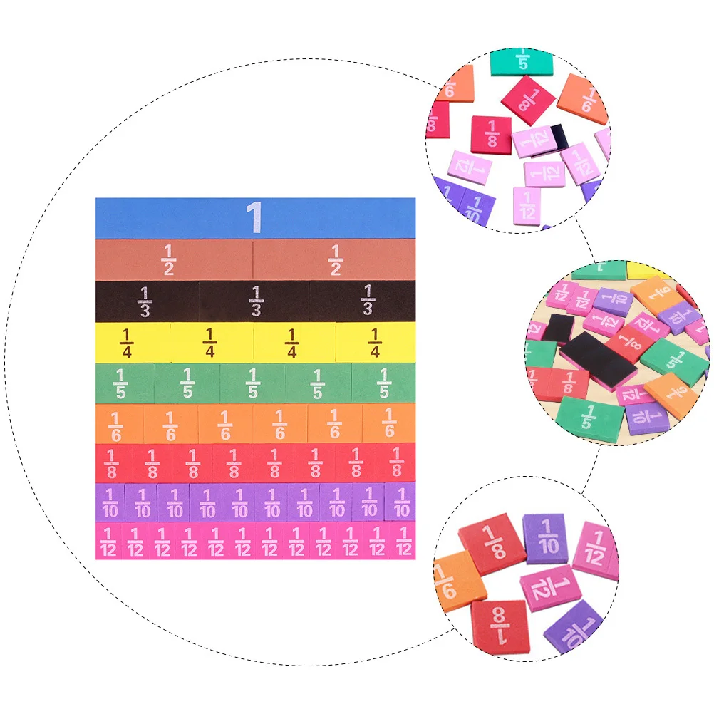 مجموعة واحدة من كتل كسر الرياضيات ألغاز فطيرة الكسر الملونة للتعلم المبكر رقائق أرقام إيفا المغناطيسية وسائل تعليمية #5