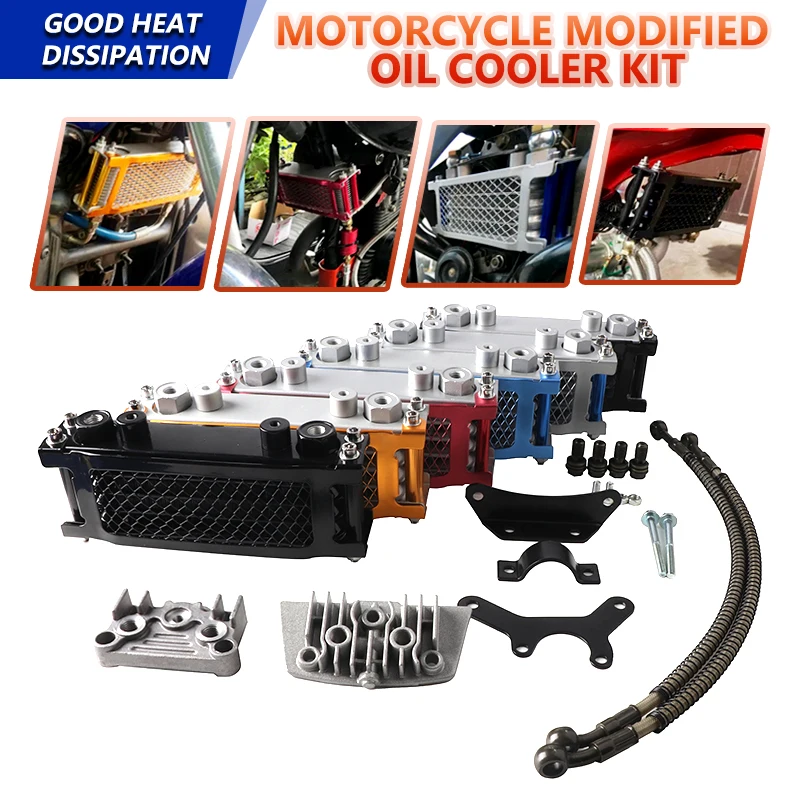 50cc-140cc Motorcycle Universal Oil Cooler Oil Radiator Kit For Honda Yamaha Kawasaki Dirt Bike Moped Scooter Enduro Motocross