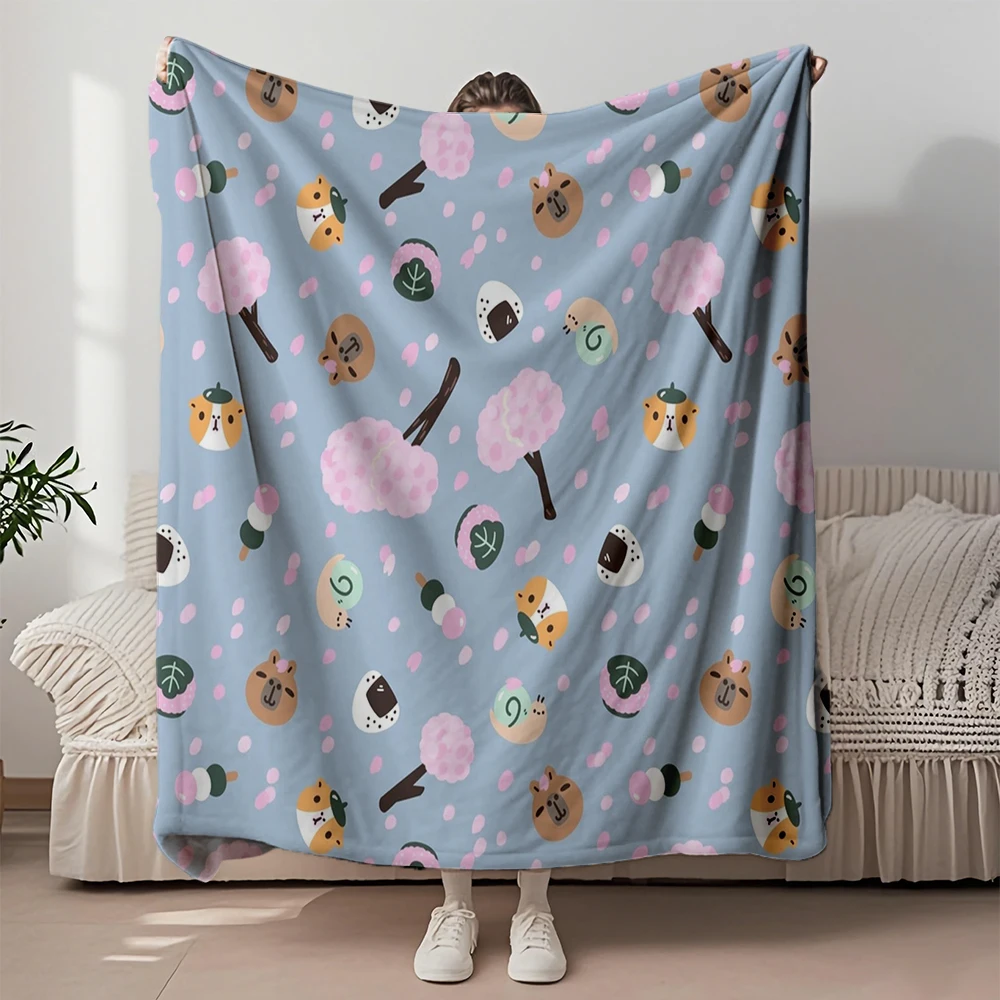

Selected Flannel Soft Blanket Bubu And Moonch Sakura Geometric Quilt Thermal Blanket With Fade-resistant Ultra-soft Touch