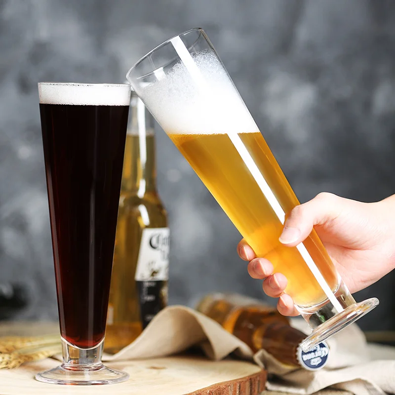 Caneca de cerveja de grande capacidade, Cilindro Graduado Pilner Glass, Tall Big Champagne Flute Restaurante Craft Brew Stout Copo, 380ml