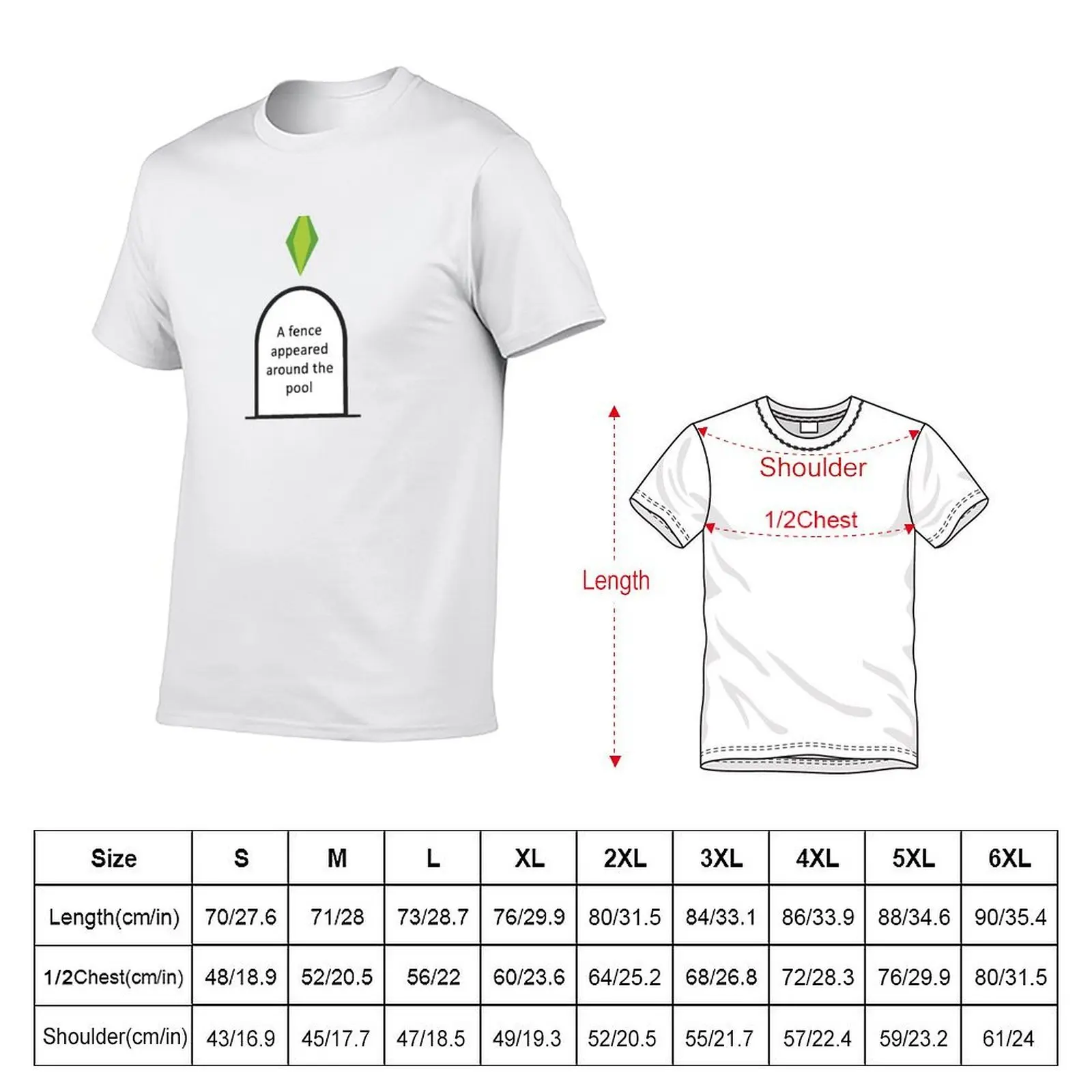 Sims Death - Fence around pool T-Shirt graphics anime tshirt mens graphic t-shirts anime