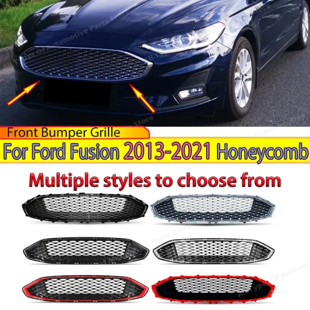 

Решетка переднего бампера для Ford Fusion 2013-2021, сотовая сетка радиатора, ремонт, центральные решетки воздухозаборника, комплекты кузова, защитная крышка
