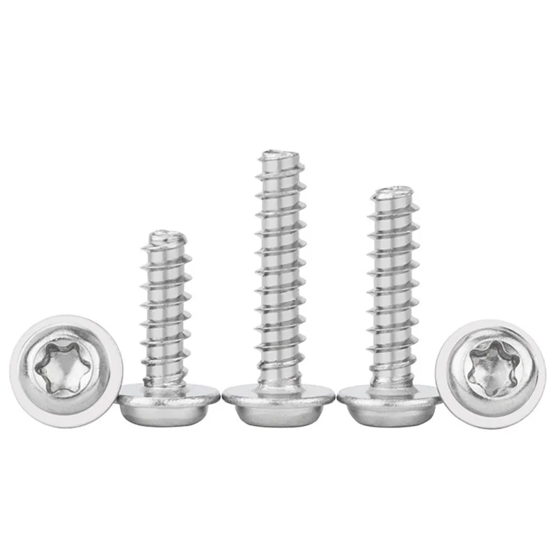 10~100Pcs M2 M2.6 M3 M4 M5 304 Stainless Steel Flat End Six Lobe Round Washer Head Torx Self Tapping Screw Wood Screws