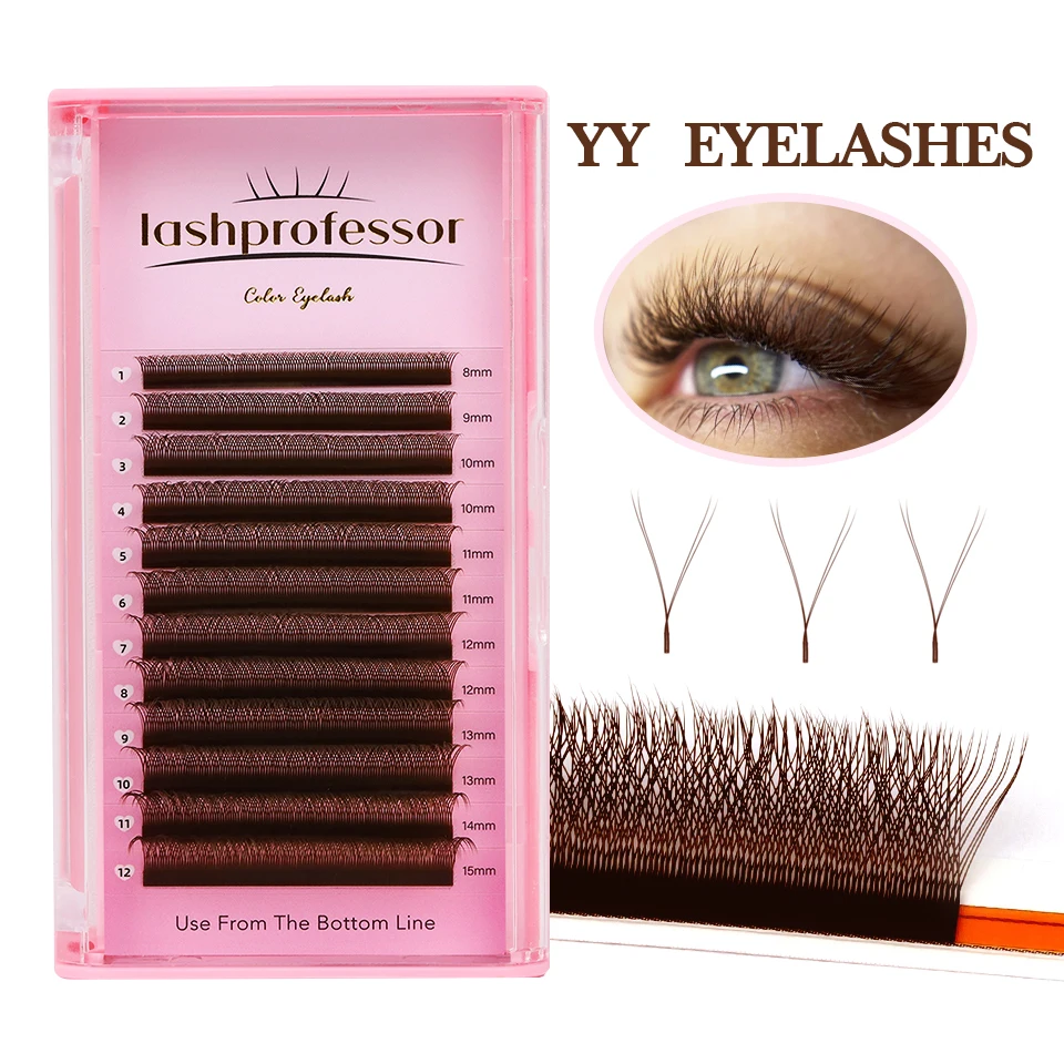 Eyelash Extension Y Shape - LASHPROFESSOR Black Brown YY Lashes Brasileiro
