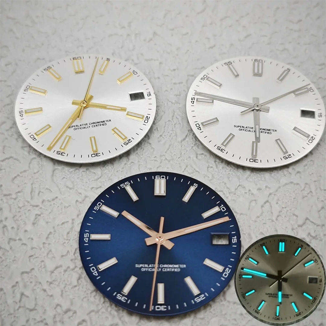 

28.5mm Date Dial NH35 Minimalist Dial Set BGW9 Blue Luminous Watch Face Modified Watch Accessories for NH35/NH36 Movement