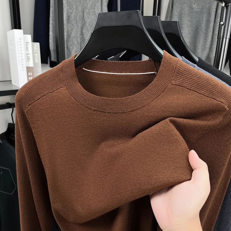 

Зимняя новая коллекция 2025 года, утепленный шерстяной свитер, мужской свитер с капюшоном и круглым вырезом, мужской вязаный шерстяной свитер, мужская одежда