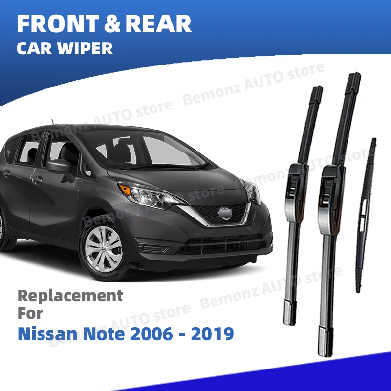 

LHD Front Rear Windshield Wiper Blades For Nissan Note E11 E12 MK1 MK2 2006-2019 Windscreen Accessories 2018 2019 2020 2021 2022