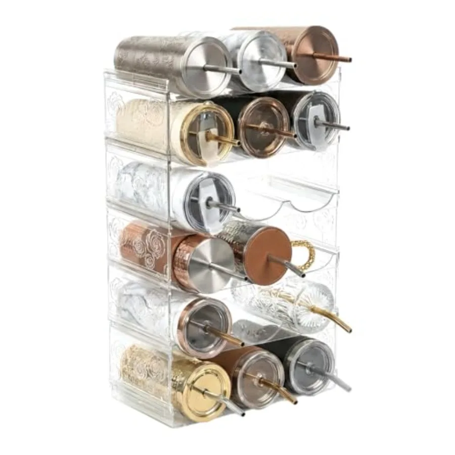 

Органайзер для бутылок с водой, складной, для шкафа, пластиковый держатель для бутылок, предназначенный для стаканов Starbucks с декоративными элементами, до 40 унций, пластик, C