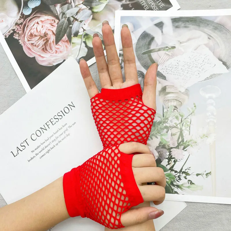 Fishnet Gloves Short Stretch Christmas Gloves Sexy Fun Women\'s Gloves Fashion Party Etiquette Gloves A593